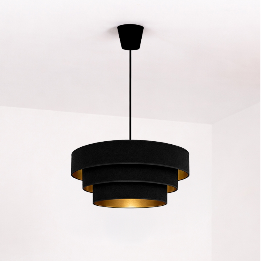 Brilagi - Hanglamp met kabel LUNETA 1xE27/60W/230V Ø 40 cm zwart/goud