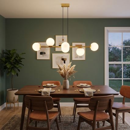 Brilagi - Hanglamp met kabel MALONY 6xE14/20W/230V goud