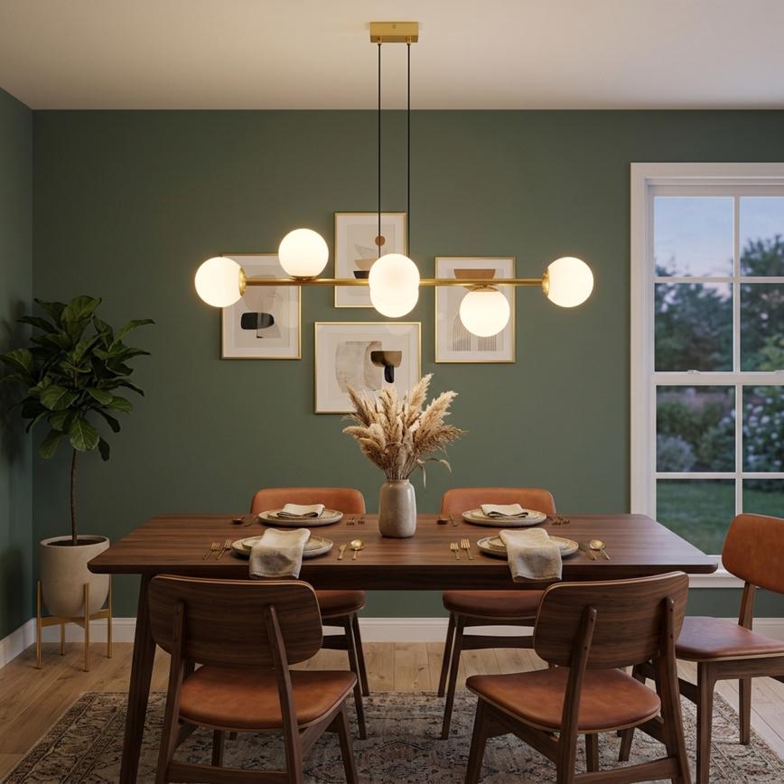 Brilagi - Hanglamp met kabel MALONY 6xE14/20W/230V goud