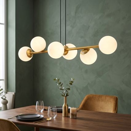 Brilagi - Hanglamp met kabel MALONY 6xE14/20W/230V goud