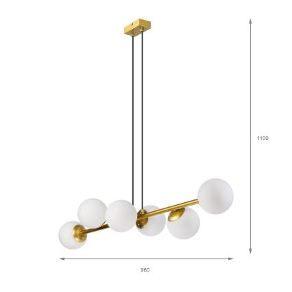 Brilagi - Hanglamp met kabel MALONY 6xE14/20W/230V goud