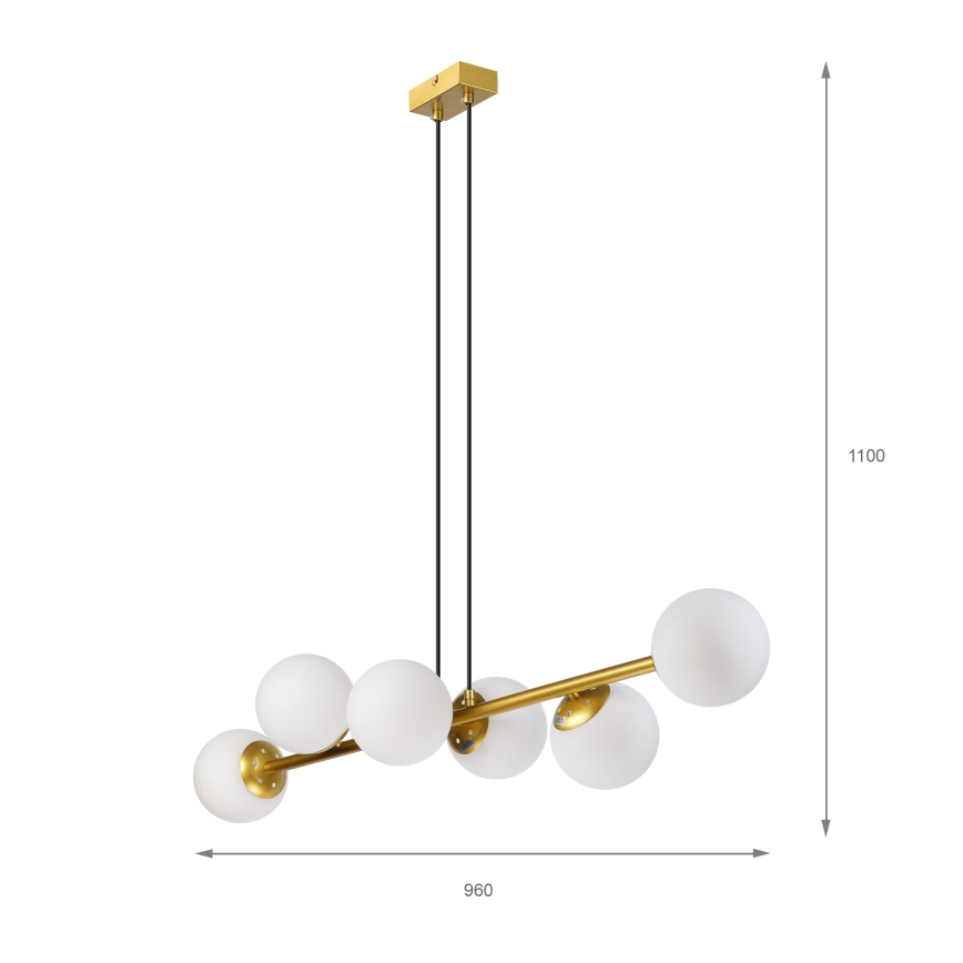 Brilagi - Hanglamp met kabel MALONY 6xE14/20W/230V goud