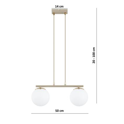 Brilagi - Hanglamp met kabel MILO 2xE27/60W/230V beige/goud