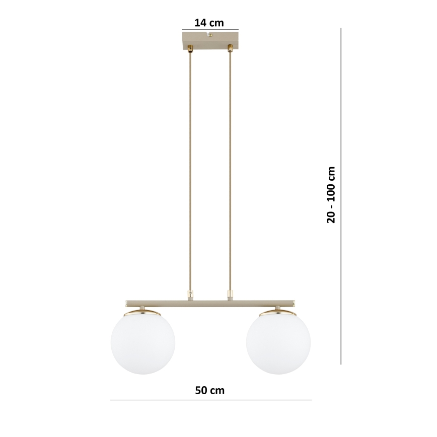 Brilagi - Hanglamp met kabel MILO 2xE27/60W/230V beige/goud