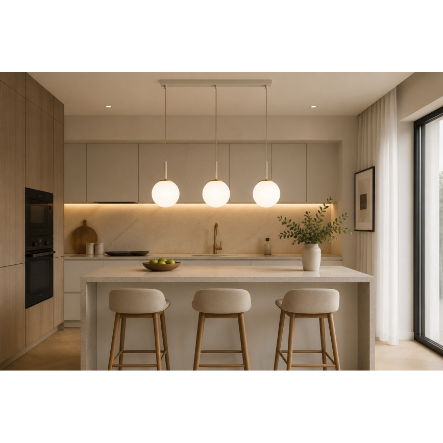 Brilagi - Hanglamp met kabel MILO 3xE27/60W/230V beige/goud