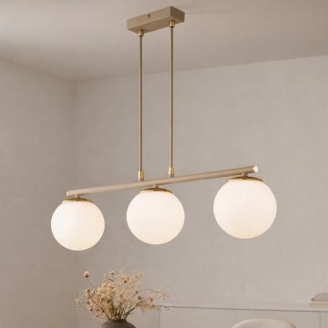 Brilagi - Hanglamp met kabel MILO ECRU 3xE27/60W/230V beige/goud
