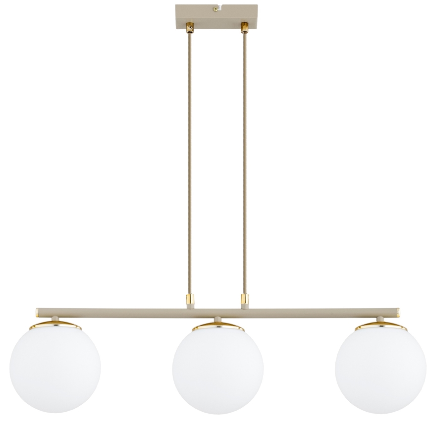 Brilagi - Hanglamp met kabel MILO ECRU 3xE27/60W/230V beige/goud