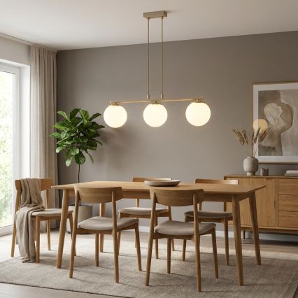 Brilagi - Hanglamp met kabel MILO ECRU 3xE27/60W/230V beige/goud