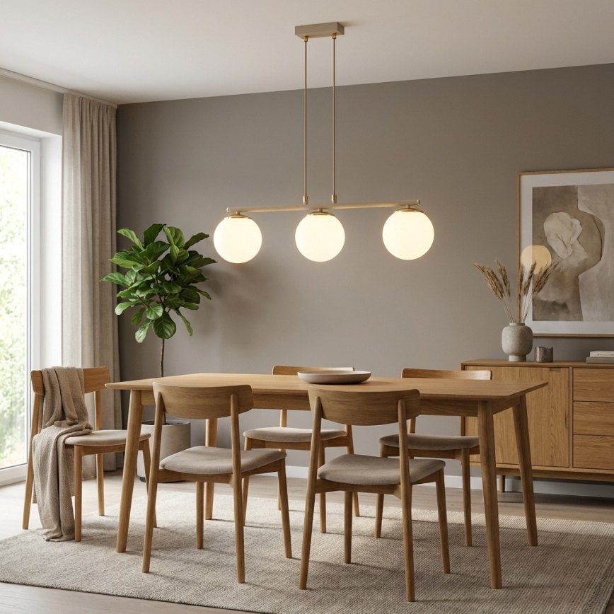 Brilagi - Hanglamp met kabel MILO ECRU 3xE27/60W/230V beige/goud