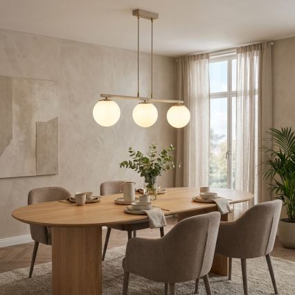 Brilagi - Hanglamp met kabel MILO ECRU 3xE27/60W/230V beige/goud