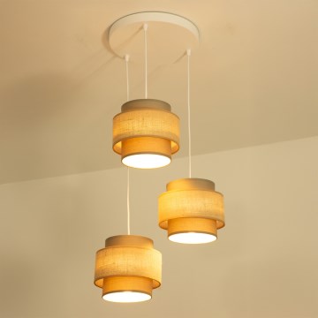 Brilagi - Hanglamp met kabel RESNA 3xE27/60W/230V Ø 45 cm bruin/beige
