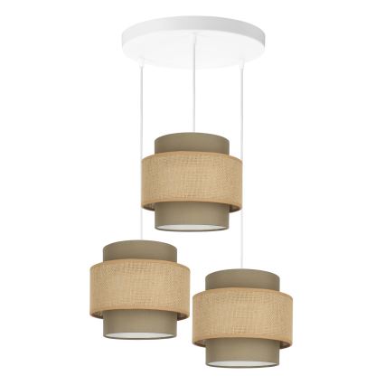 Brilagi - Hanglamp met kabel RESNA 3xE27/60W/230V Ø 45 cm bruin/beige