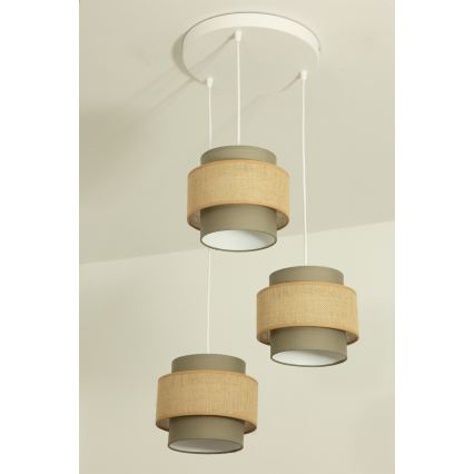 Brilagi - Hanglamp met kabel RESNA 3xE27/60W/230V Ø 45 cm bruin/beige