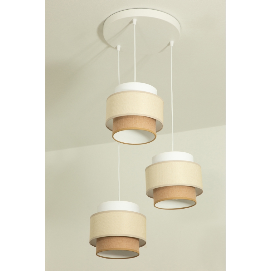 Brilagi - Hanglamp met kabel RESNA 3xE27/60W/230V Ø 45 cm crème/beige