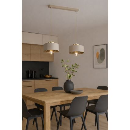 Brilagi - Hanglamp met kabel SPRING 2xE27/60W/230V beige/goud