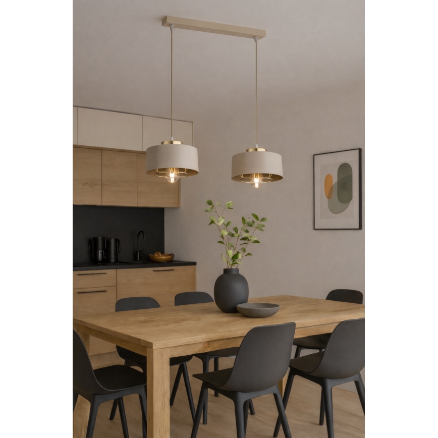 Brilagi - Hanglamp met kabel SPRING 2xE27/60W/230V beige/goud