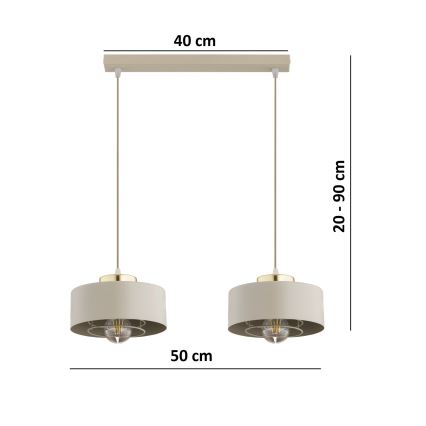 Brilagi - Hanglamp met kabel SPRING 2xE27/60W/230V beige/goud