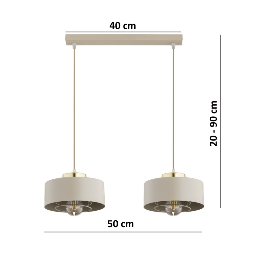 Brilagi - Hanglamp met kabel SPRING 2xE27/60W/230V beige/goud