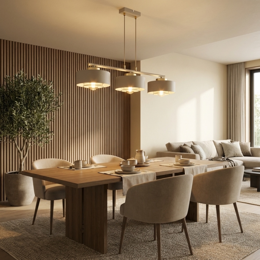 Brilagi - Hanglamp met kabel SPRING 3xE27/60W/230V beige/goud