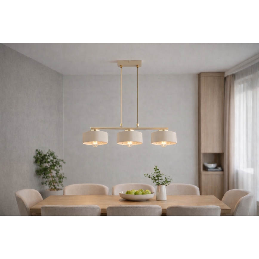 Brilagi - Hanglamp met kabel SPRING 3xE27/60W/230V beige/goud