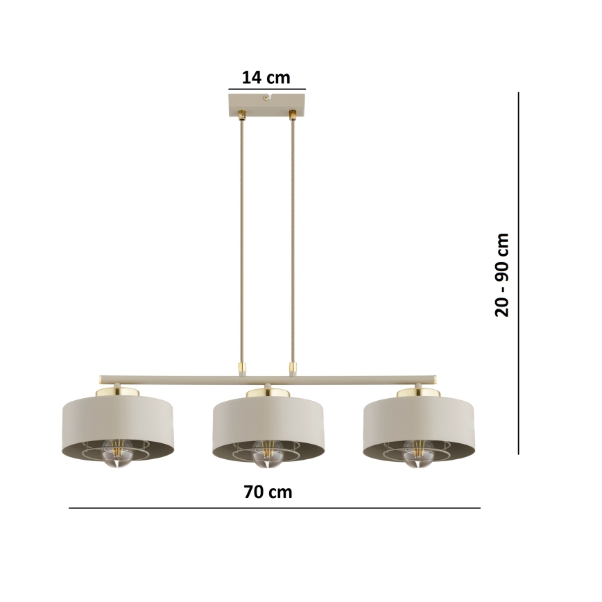 Brilagi - Hanglamp met kabel SPRING 3xE27/60W/230V beige/goud