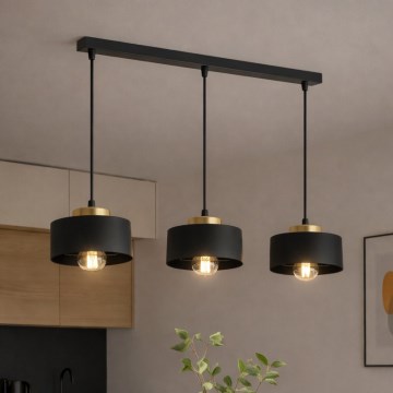 Brilagi - Hanglamp met kabel SPRING 3xE27/60W/230V zwart/goud