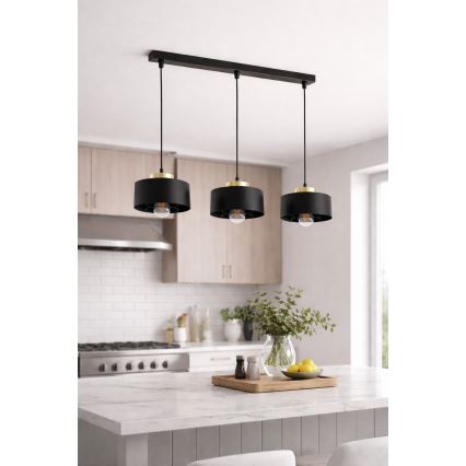 Brilagi - Hanglamp met kabel SPRING 3xE27/60W/230V zwart/goud