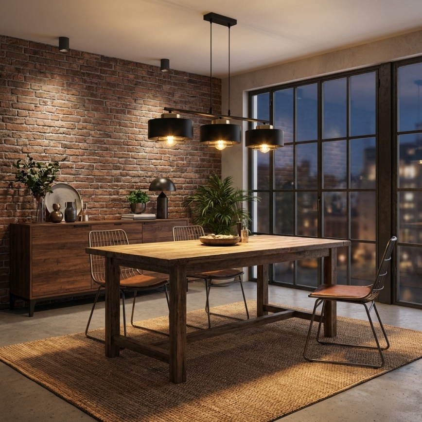 Brilagi - Hanglamp met kabel SPRING 3xE27/60W/230V zwart/goud