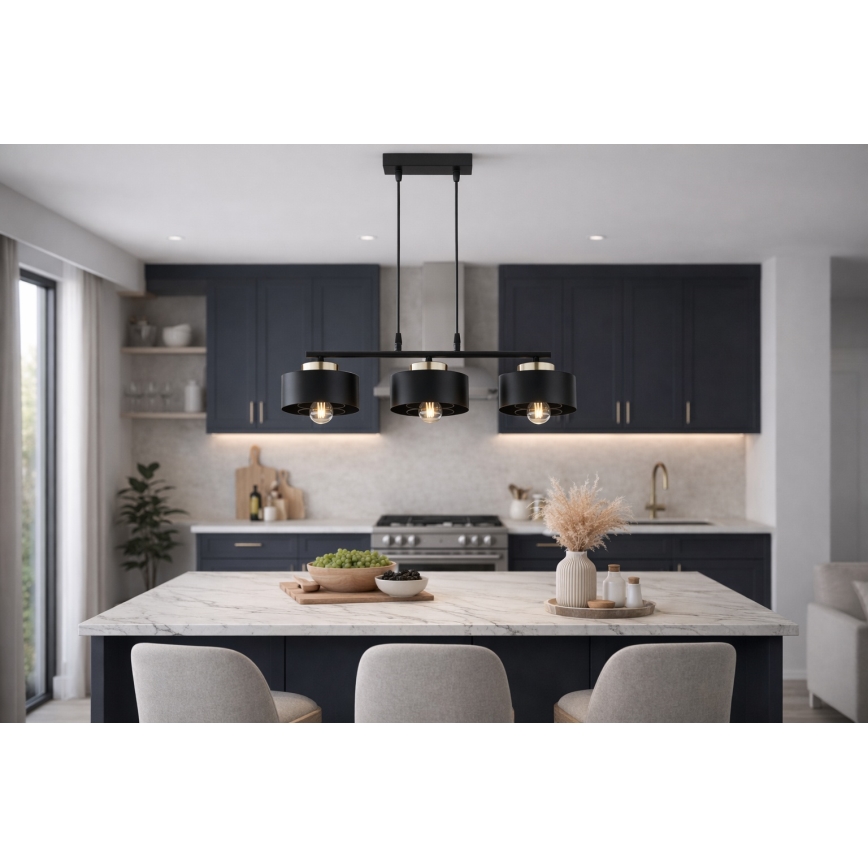 Brilagi - Hanglamp met kabel SPRING 3xE27/60W/230V zwart/goud