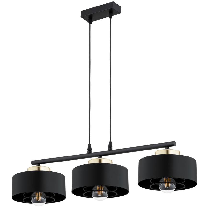 Brilagi - Hanglamp met kabel SPRING 3xE27/60W/230V zwart/goud