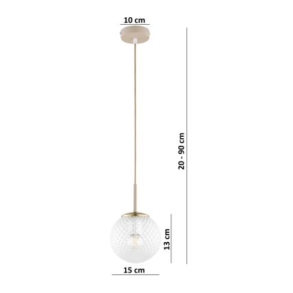 Brilagi - Hanglamp met kabel STELLA 1xE27/60W/230V diam. 15 cm beige/goud