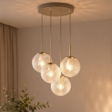 Brilagi - Hanglamp met kabel STELLA 4xE27/60W/230V beige/goudkleurig