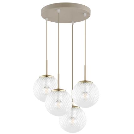Brilagi - Hanglamp met kabel STELLA 4xE27/60W/230V beige/goudkleurig