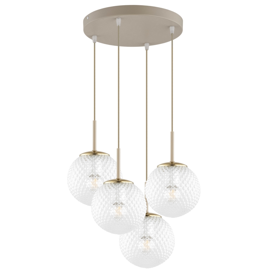 Brilagi - Hanglamp met kabel STELLA 4xE27/60W/230V beige/goudkleurig