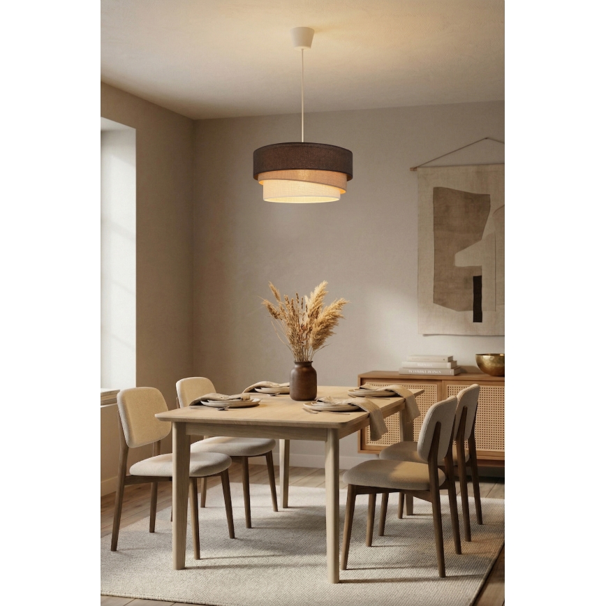 Brilagi - Hanglamp met kabel TRIO 1xE27/60W/230V Ø 40 cm bruin/beige/wit