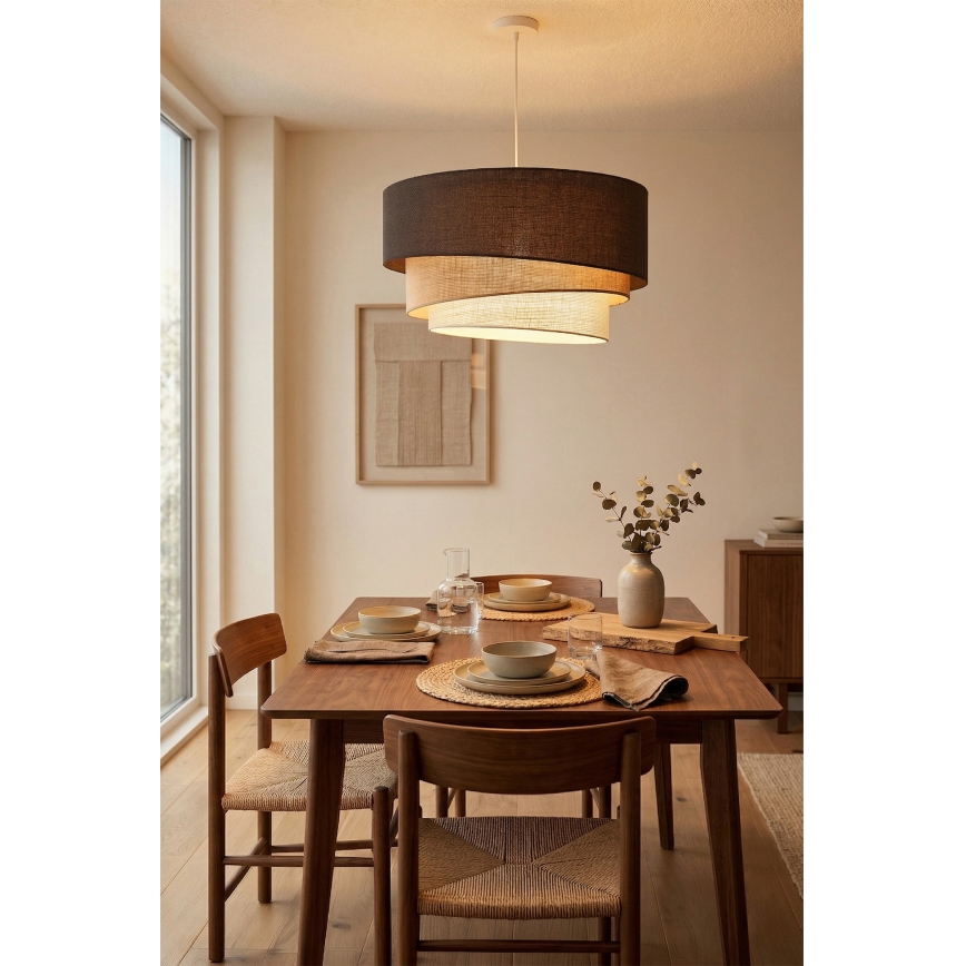 Brilagi - Hanglamp met kabel TRIO 3xE27/60W/230V Ø 60 cm bruin/beige/wit