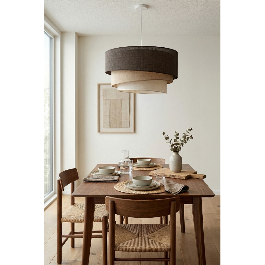 Brilagi - Hanglamp met kabel TRIO 3xE27/60W/230V Ø 60 cm bruin/beige/wit
