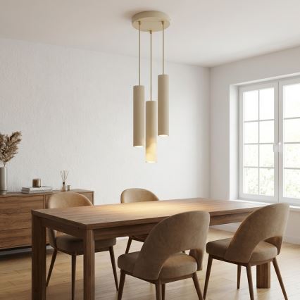 Brilagi - Hanglamp met kabel TUBE 3xGU10/15W/230V beige/goud
