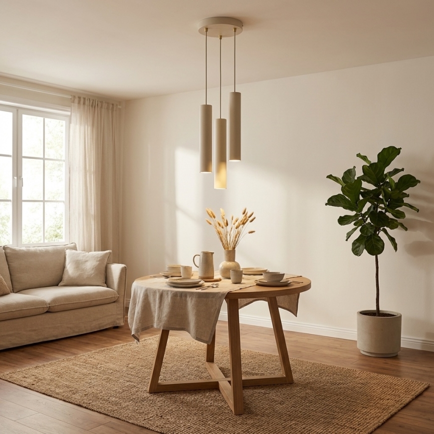 Brilagi - Hanglamp met kabel TUBE 3xGU10/15W/230V beige/goud