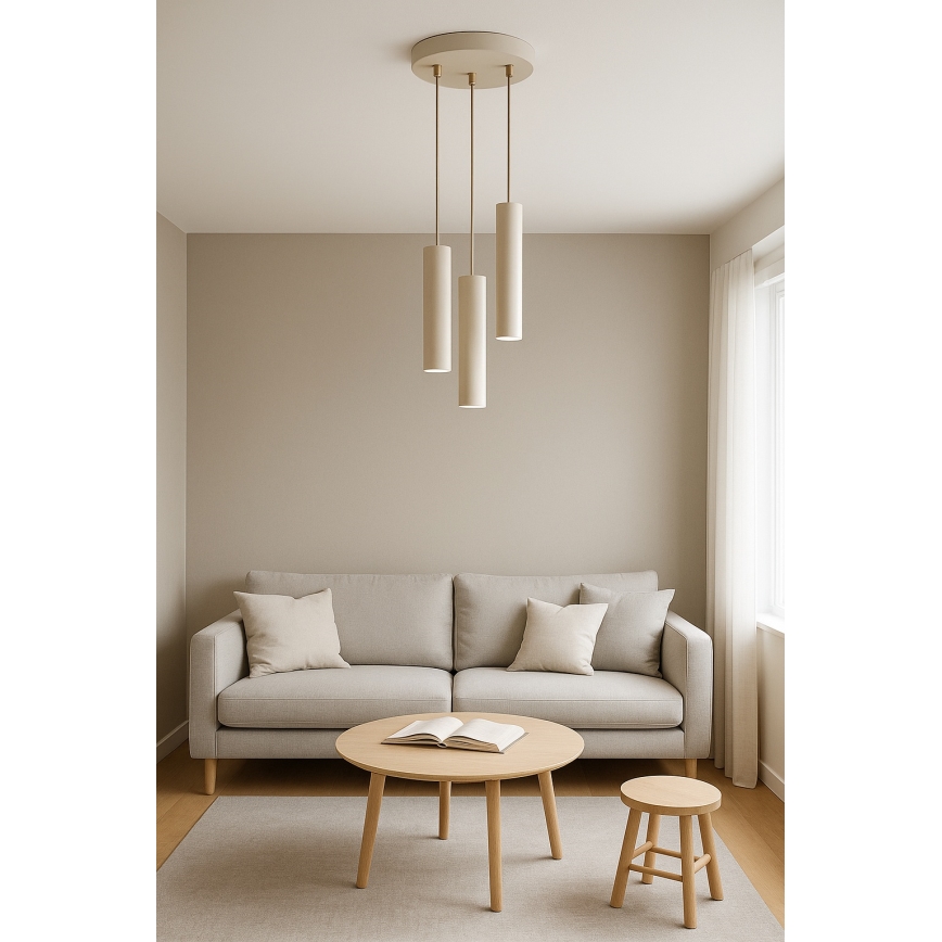 Brilagi - Hanglamp met kabel TUBE 3xGU10/15W/230V beige/goud