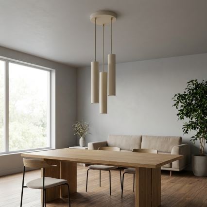 Brilagi - Hanglamp met kabel TUBE 3xGU10/15W/230V beige/goud