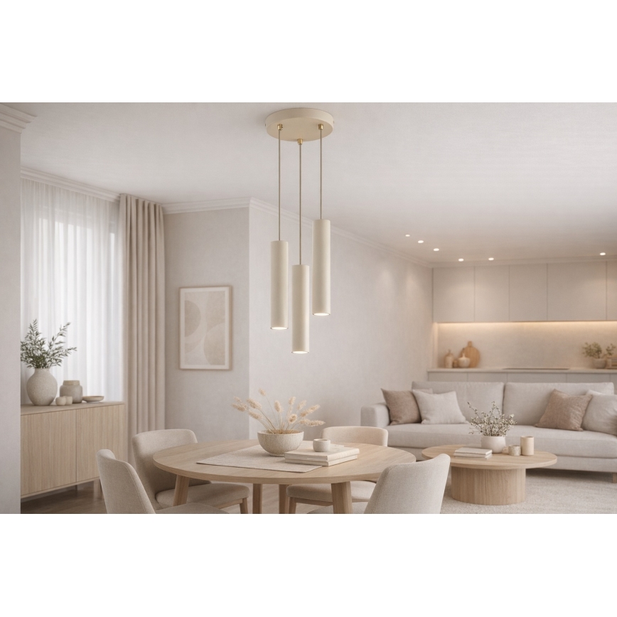 Brilagi - Hanglamp met kabel TUBE 3xGU10/15W/230V beige/goud