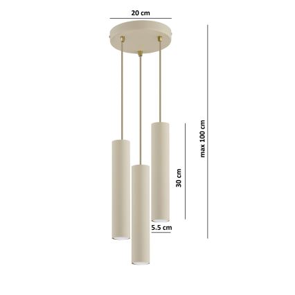 Brilagi - Hanglamp met kabel TUBE 3xGU10/15W/230V beige/goud