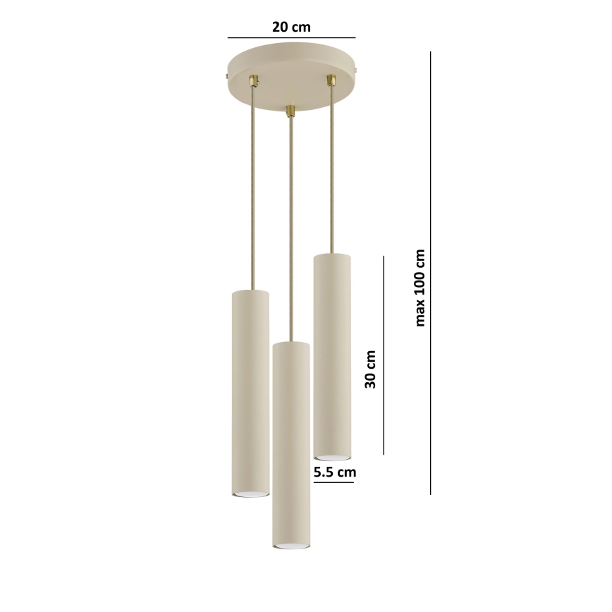 Brilagi - Hanglamp met kabel TUBE 3xGU10/15W/230V beige/goud