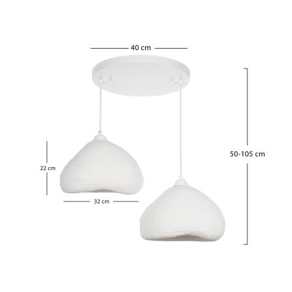 Brilagi - Hanglamp met kabel WABI SABI 2xE27/40W/230V Ø 45 cm wit