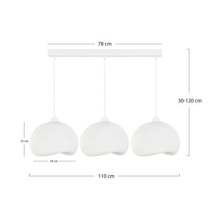 Brilagi - Hanglamp met kabel WABI SABI 3xE27/40W/230V wit