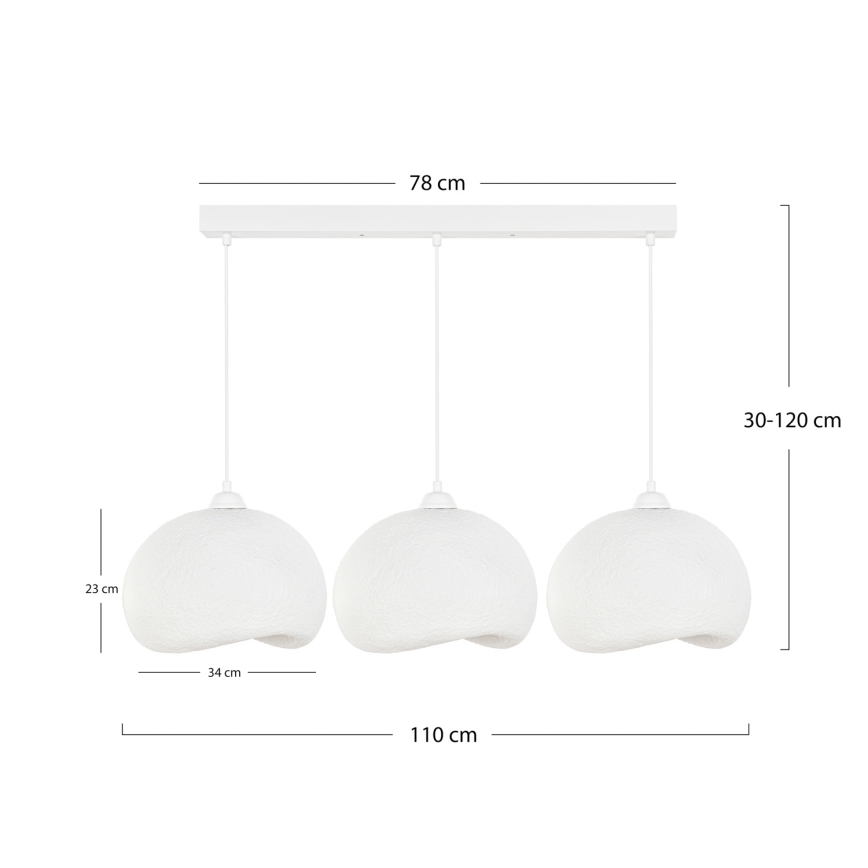 Brilagi - Hanglamp met kabel WABI SABI 3xE27/40W/230V wit