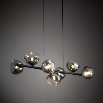 Brilagi - Hanglamp met kabelophanging VULCANO 7xG9/8W/230V zwart/gerookt glas