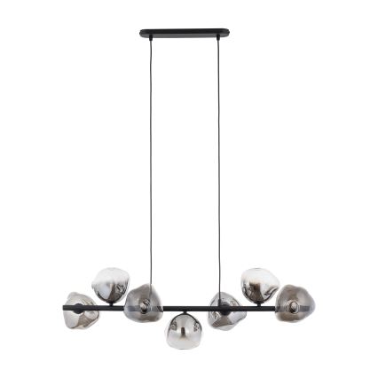 Brilagi - Hanglamp met kabelophanging VULCANO 7xG9/8W/230V zwart/gerookt glas