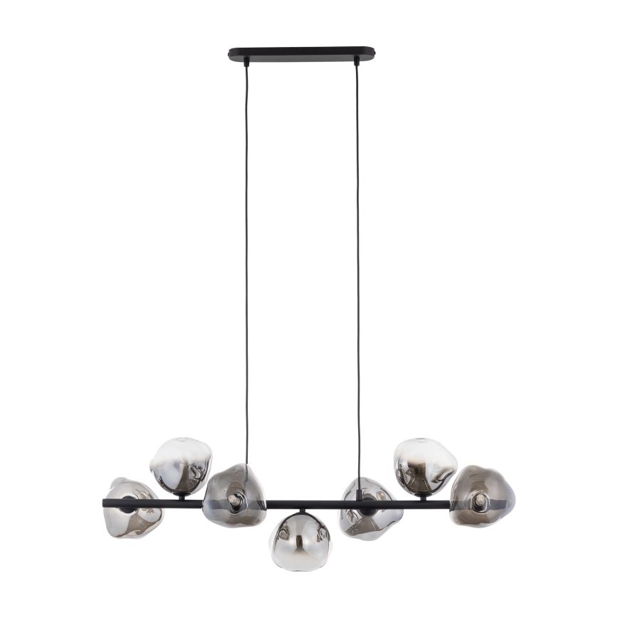 Brilagi - Hanglamp met kabelophanging VULCANO 7xG9/8W/230V zwart/gerookt glas